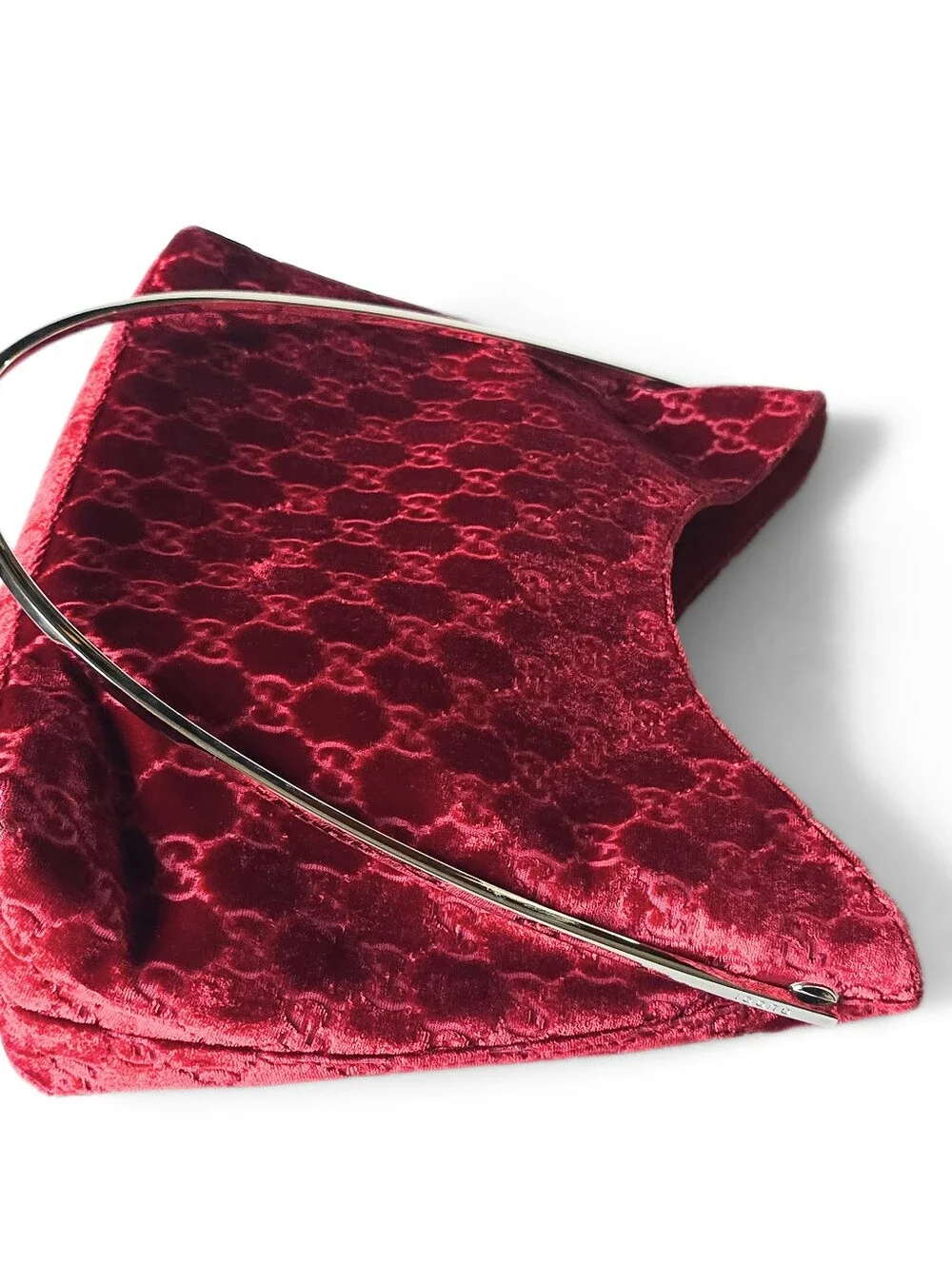 **SOLD*Gucci by Tom Ford 1997 Red Velvet GG Monogram Chrome Handle ASO The Nanny - Picture 5 of 16